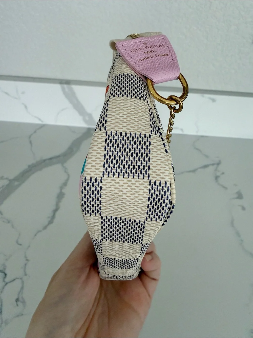 LOUIS VUITTON Damier Azur 2016 Christmas Animation Mini Pochette Accessories